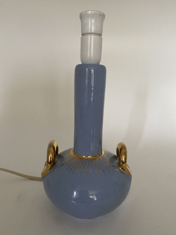 Lyseblå liten bordlampe Graveren 